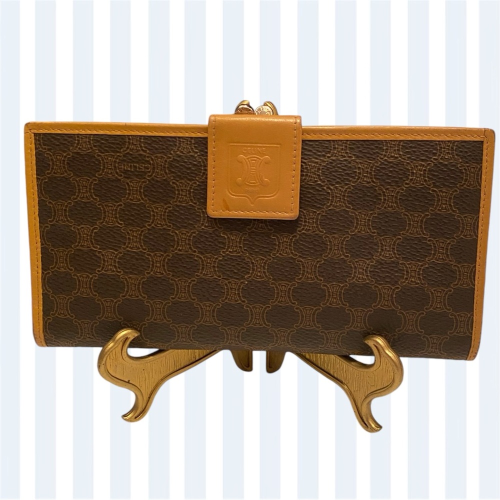 Celine long wallet-w/kiss lock closure coin pocket